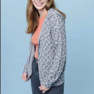 🌻HP🌻Ivory Ella Aidian Leopard Zip-Up Hoodie